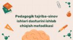 Pedagogik tajriba-sinov dasturini ishlab chiqish metodikasi 2