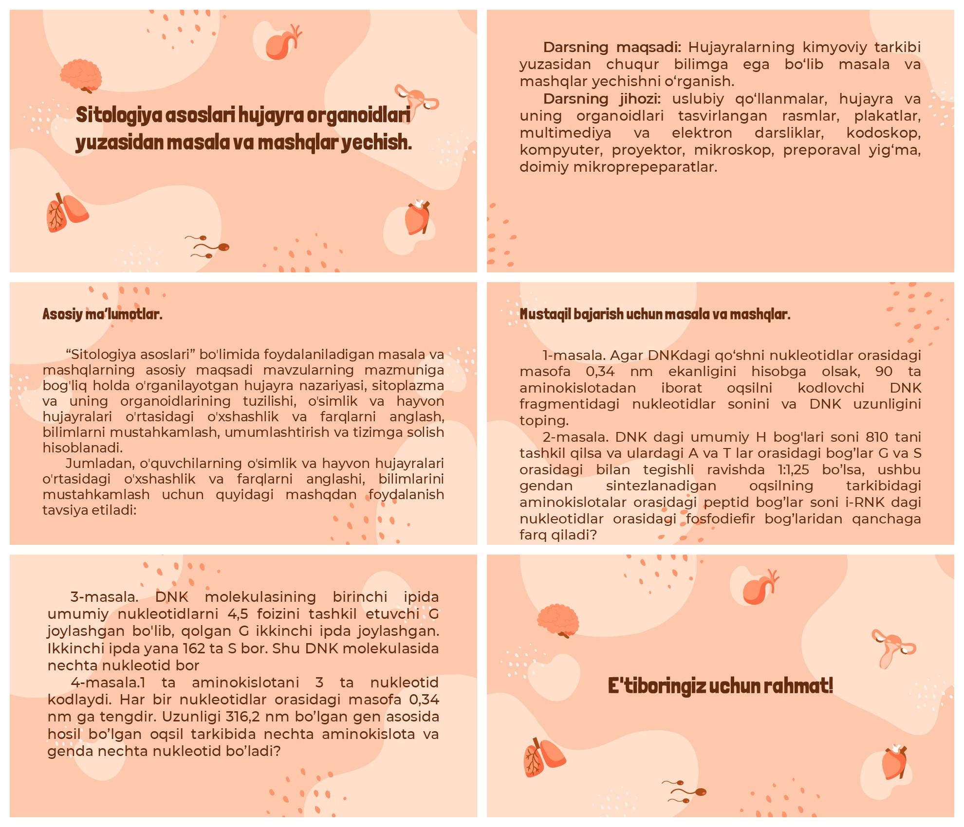 Sitologiya asoslari masala va mashqlar yechish