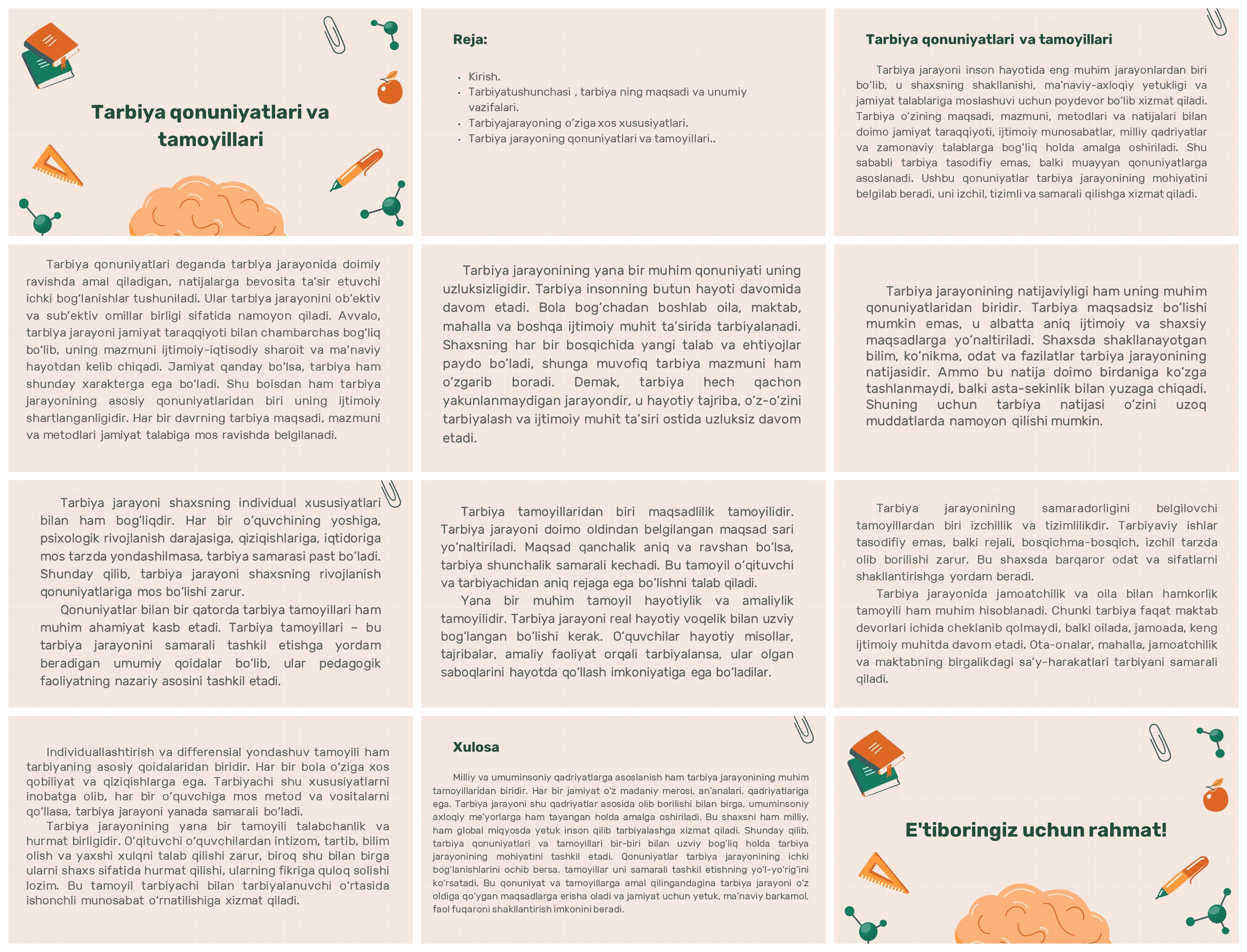 Tarbiya qonuniyatlari va tamoyillari