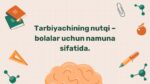Tarbiyachi nutqi bolalar uchun namuna sifatida_main