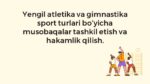 Yengil atletika va gimnastika musobaqalarini tashkil etish