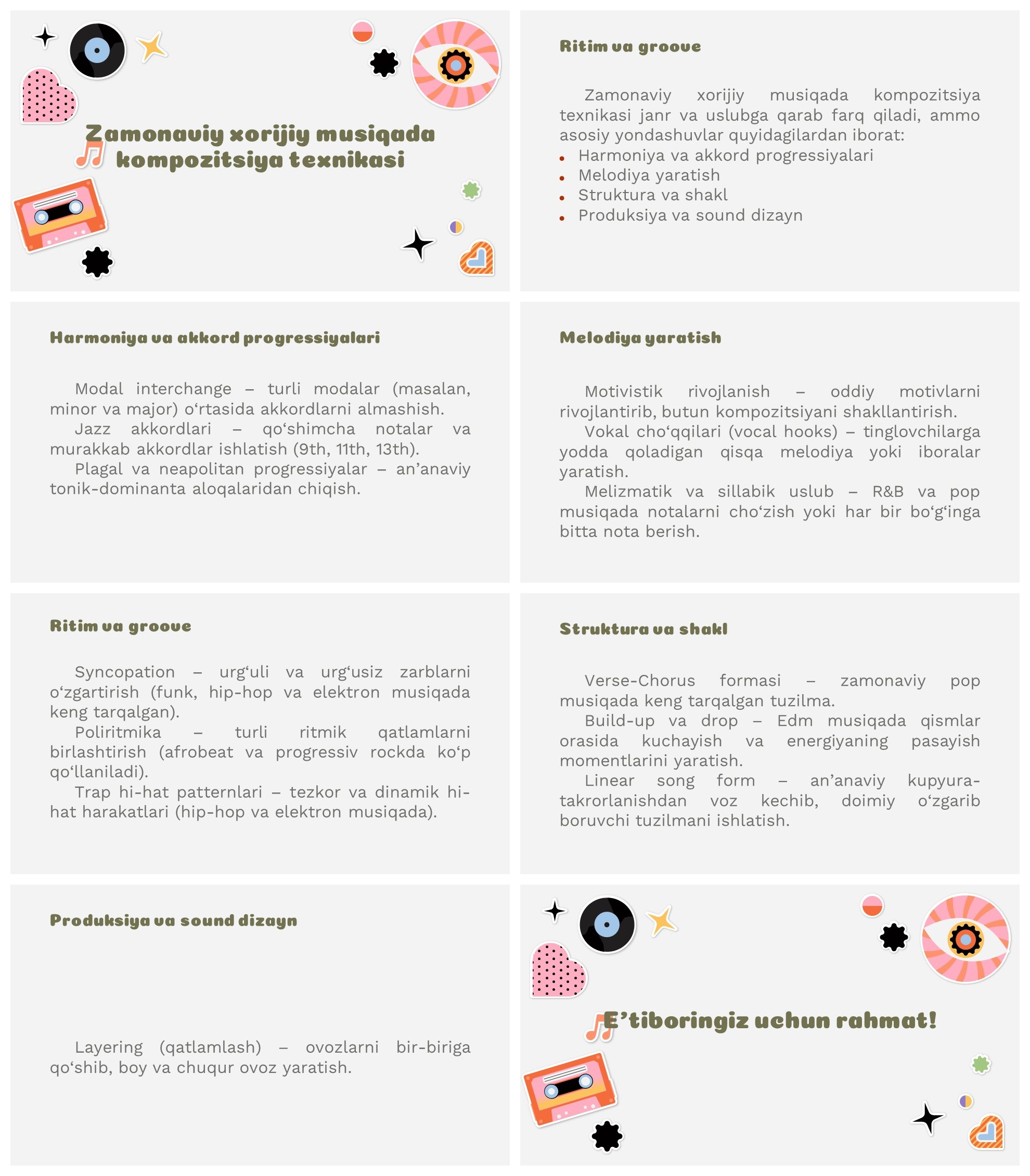 Zamonaviy xorijiy musiqada kompozitsiya texnikasi